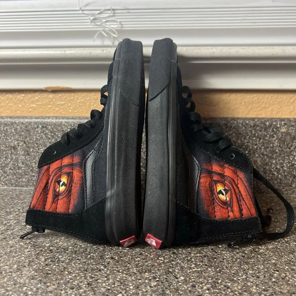 Vans Off The Wall Sk8 Little Kids 13 Black Sneaker Shoes Zip Jurassic Park Theme